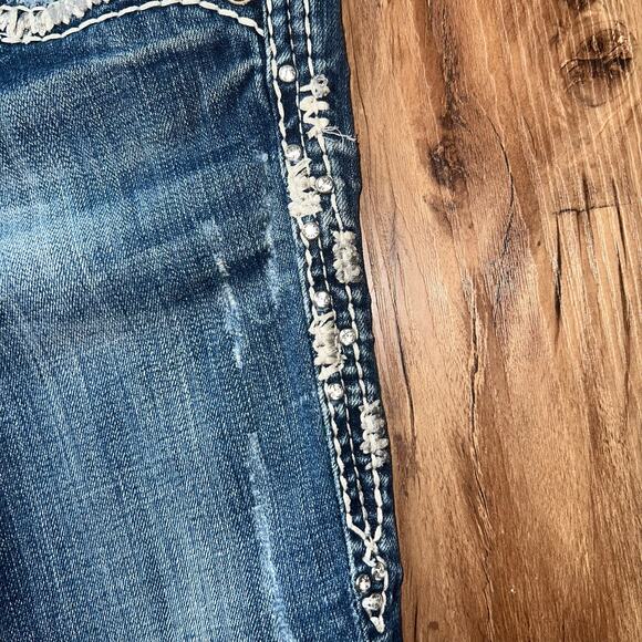 Mid Rise Rock Revival Jeans Amy Easy Boot Size 27 Style E8129E45R Sequin Studded - Picture 11 of 16